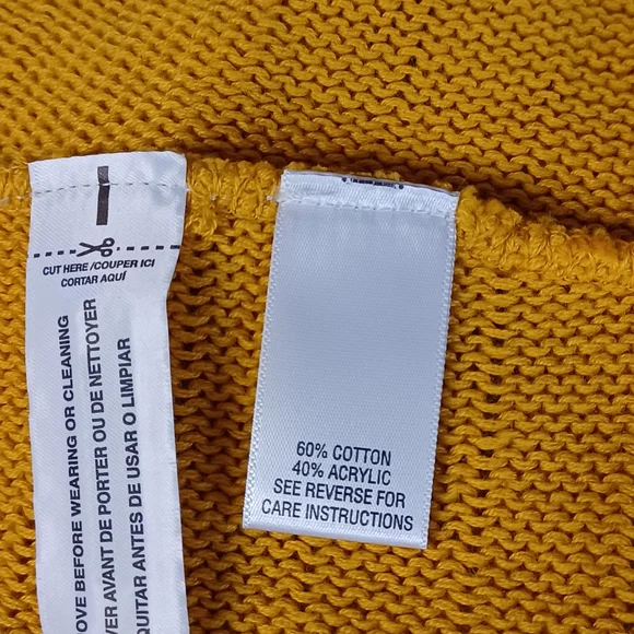 Open-Front Knit Cardigan Sweater Mustard Yellow Size M Cozycore Autumn Boho Chic - Picture 6 of 13